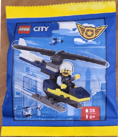 Policeman with Helicopter paper bag