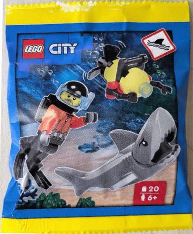 Diver with Robot and Shark paper bag