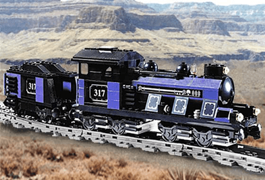 Large Train Engine with Tender Blue