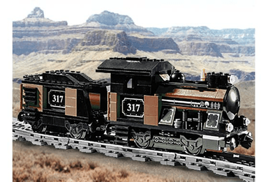 Small Train Engine with Tender Brown